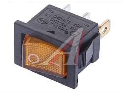 Выключатель клавиша 12V 15A желтый с подсветкой мини REXANT   36-2172