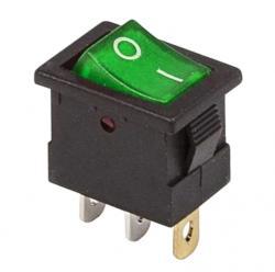 Выключатель клавиша 12V 15A зеленый с подсветкой мини REXANT   36-2173