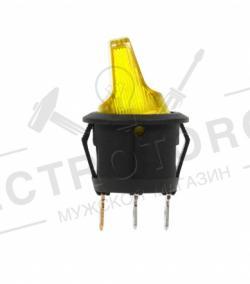 Выключатель клавиша 12V 16A круглый желтый с подсветкой REXANT   36-2592
