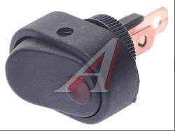Выключатель клавиша 12V 30A овальный с красной LED подсветкой REXANT   36-2715