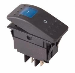 Выключатель клавиша 12V 35A синий с подсветкой REXANT   36-4461