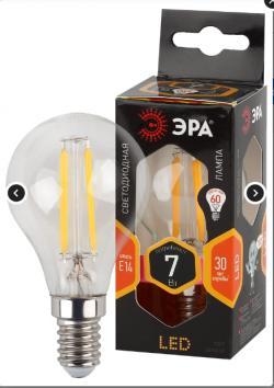 Лампочка светодиодная ЭРА F-LED P45-7W-827-E14 E14 / Е14 7Вт филамент шар теплый белый свет ERA Б0027946