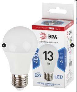 Лампочка светодиодная ЭРА STD LED A60-13W-127V-840-E27 E27 / Е27 13Вт груша нейтральный белый свет ERA Б0049101