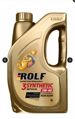 Масло моторное ROLF 3-SYNTHENIC 5W-40 ACEA A3/B4 синтетическое 4 л 322731