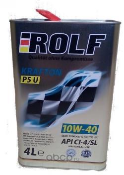 Масло моторное ROLF KRAFTON P5 U 10W-40 полусинтетическое 4 л 322581