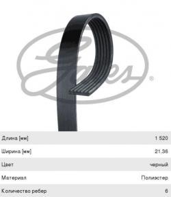 Ремень приводной поликлиновой 6PK1520 GATES   6PK1520