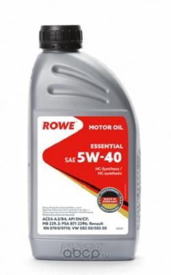 Масло моторное ROWE ESSENTIAL 5W-40 A3/B4,SN/CF,MB 229.3,VW 502 00/505 00,RN0700/RN0710,PSA B71 2296 синтетическое 1 л
