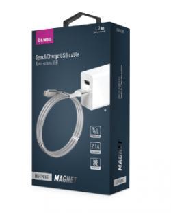 Кабель 2,0 8-pin USB 1,2 м 2.1 A белый magnet Olmio *Гт 041636