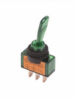 Тумблер 12V 20А (3c) ON-OFF однополюсный с зеленой подсветкой REXANT