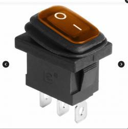 Выключатель клавишный 250V 6А (3с) ON-OFF желтый с подсветкой Mini ВЛАГОЗАЩИТА REXANT REXANT 362177