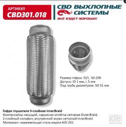 Гофра глушителя 3-сл Innerbraid 50-200. CBD301.018