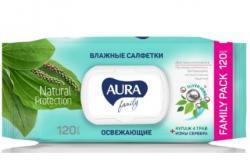 Салфетки влажные Aura Family освежающие big-pack с крышкой 120шт