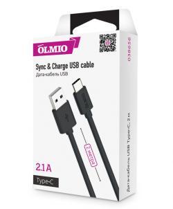 Кабель USB 2.0 USB Type-C 2 м Olmio черный