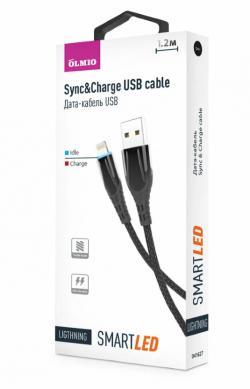Кабель 2,0 Type-C USB 1,2 м 2.1 A черный SmartLED Olmio *Гт