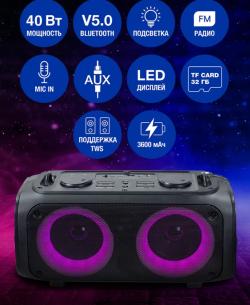 Колонка портативная Hyundai H-PS1030 черный-черный