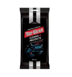 Салфетки влажные Top Gear для кожи с натуральным воском 25 шт.
