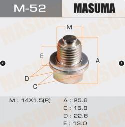 Болт маслосливной с магнитом (с шайбой) MITSUBISHI 14x1.5mm MASUMA M-52