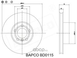 Диск тормозной венти BAPCO BMW 5 (E39)  BD0115