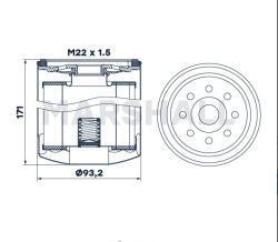 Масляный фильтр, навинчиваемый, полнопоточный JCB 3CX, 4CX Marshall ML502465