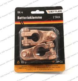 Клемма аккумулятора 12/24В аллюминий с медным покрытием, винт-гайка, 0-0-BK-4-0- (VETTLER)