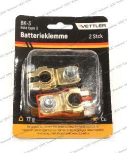 Клемма аккумулятора 12/24В медь, винт-гайка, 0-0-BK-3-0- (VETTLER)