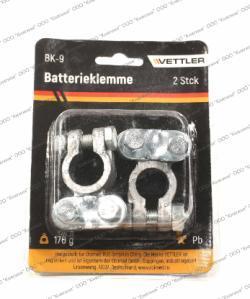 Клемма аккумулятора 12/24В свинец, прижимная планка, 0-0-BK-9-0- (VETTLER)