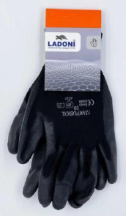 Перчатки Ladoni нейлон с полиуретановым обливом р-р 9-10 черные