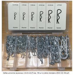 Набор пружинных шплинтов 2,0х33-4,0х75 мм, 150 шт (в кейсе) АвтоDело(29173)