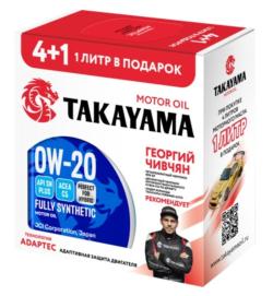Масло моторное Takayama 0W-20 PAOtec C5, API SN+ синтетическое   4л Акция 4 + 1л металл