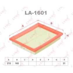 Фильтр воздушный LYNXauto LA-1601FORD Fiesta 01-07/Fusion 02->
