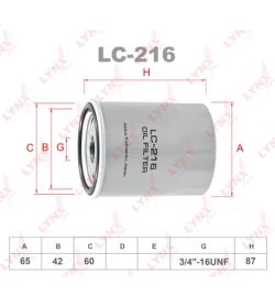 Фильтр масляный LYNXauto LC-216 NISSAN Micra/(K11/K12)/Note mot.1,0/1,3/1,4L