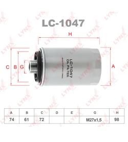Фильтр масляный LYNXauto LC-1047 HAVAL H6/8/9,F7/7x,Tank 300/500, VAG 04- 1.8/2.0