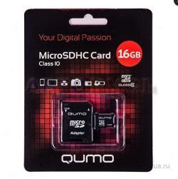 Карта памяти QUMO, Secure Digital Micro 16Gb, SDHC, class 10