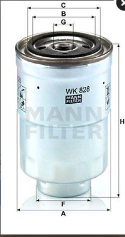 Фильтр топливный  TOYOTA LAND CRUISER 70/80 2.4D-4.2D/MAZDA B-SERIE 2.0D-2.5D    MANN WK 828 X