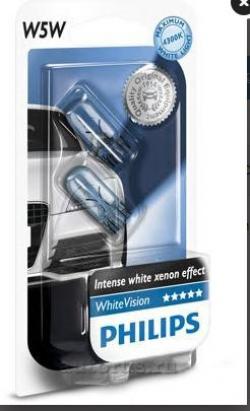 Лампа 12V W5W 5W PHILIPS White Vision 2 шт. блистер 12961NBVB2