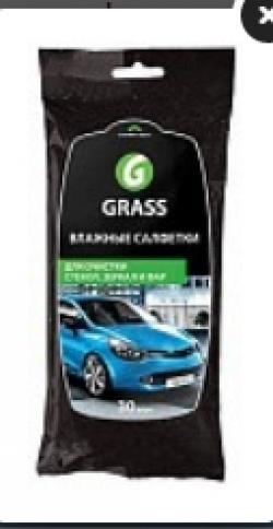 Салфетки влажные для очистки стекол, зеркал и фар GRASS (30шт)