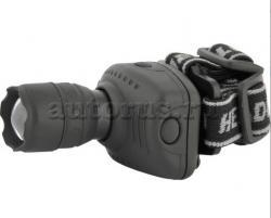 Фонарь налобный, серый, 1 ватт LED, ZOOM, 3 режима, 3XR03, пластик, коробка Ultraflash LED5354