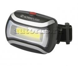 Фонарь налобный. черный. 3 Вт COB LED, 3 режима, пластик, пакет Ultraflash LED5380